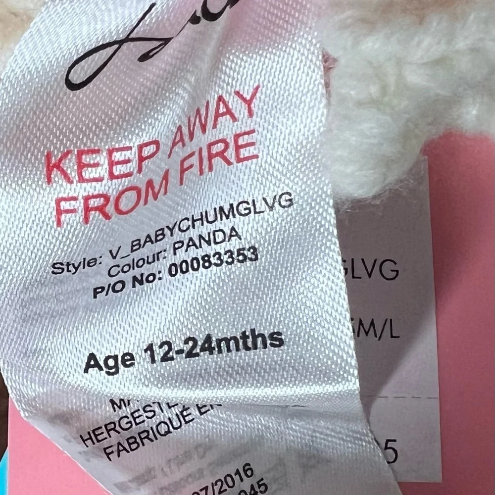 Joules Cream and Black Panda Baby’s Mittens